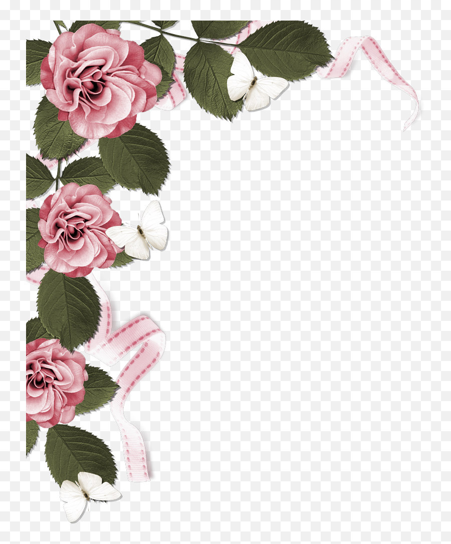 Rose Page Border - Dusty Pink Flower Borders Transparent Transparent Rose Border Png,Rose Border Transparent