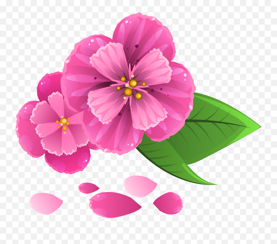 Download Free Png Pink Flower With Petals Clipart Image - Flower And Petals Png,Pink Rose Png