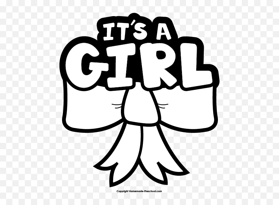Its A Girl Clipart Black And White - Girl Baby Shower Clip Art Black And White Png,Its A Girl Png