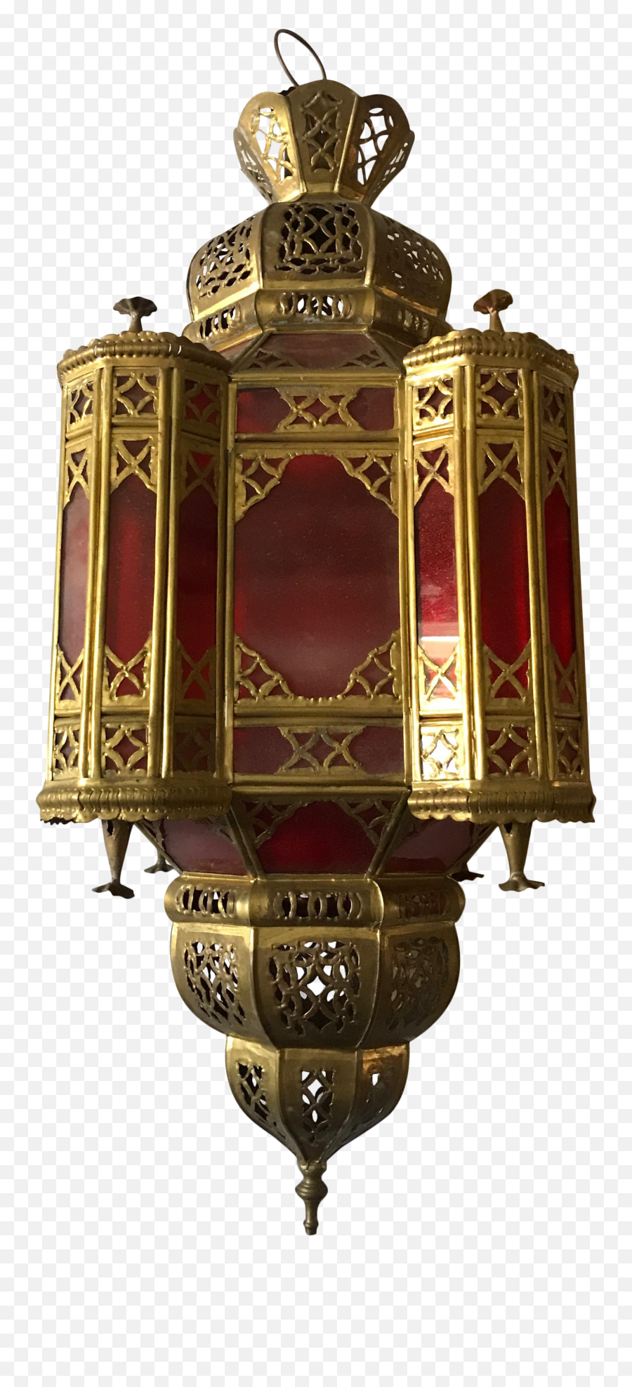 Moroccan Brass And Red Glass Lantern - Lantern Png,Lanterns Png