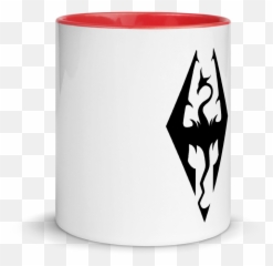 Skyrim Mug With Color Inside - Black And White png