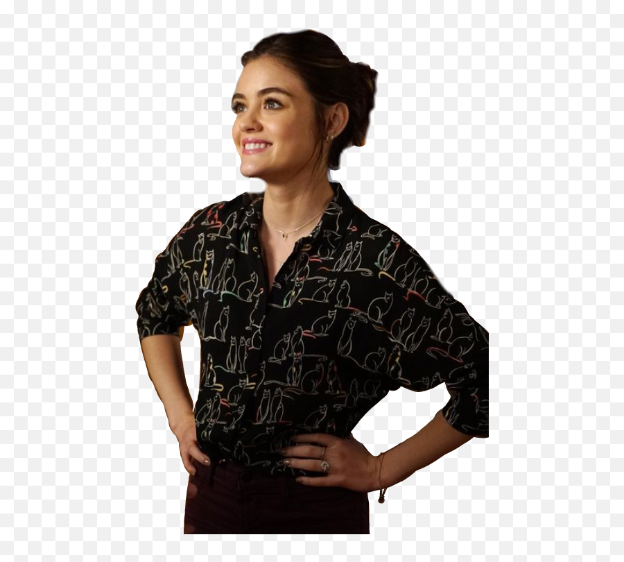 Lucy Hale Lucyhale Aria Montgomery - Cat Blouse Png,Lucy Hale Png