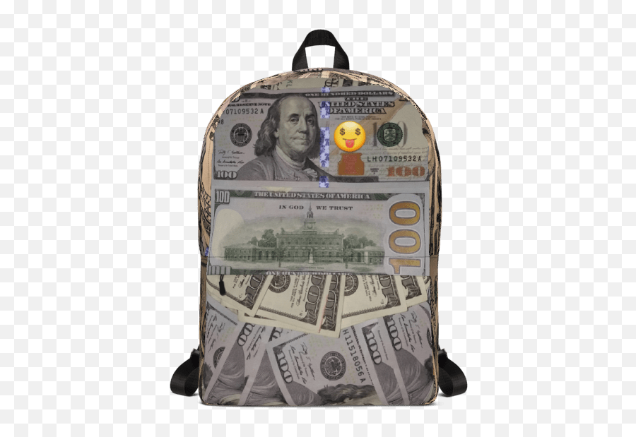 U201cmoney Faceu201d Money Bag Backpack - Funhustle Apparel Fun Luxury Fashion Streetwear And Style Trends Online Today Millionaire Focus Group New 100 Dollar Bill Png,Money Bags Png