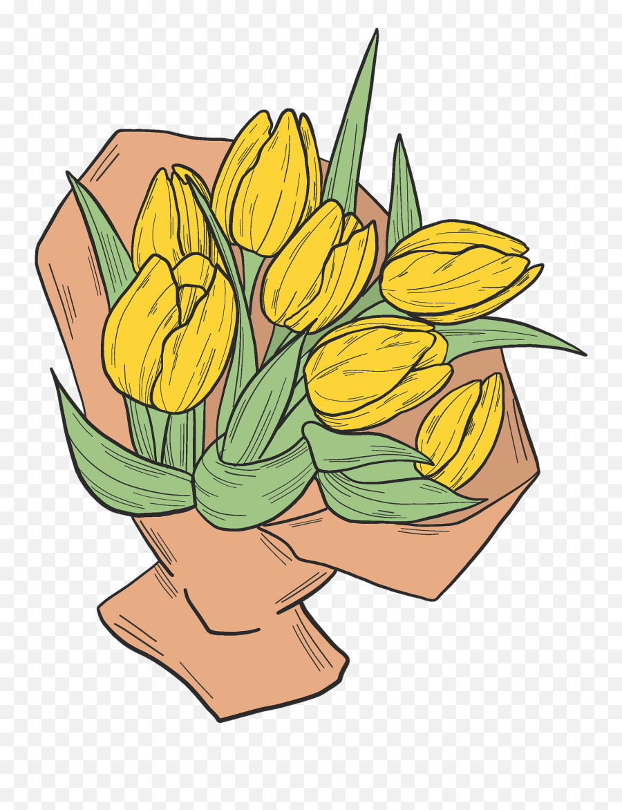 Bouquet Of Yellow Tulips Clipart - Fresh Png,Tulips Png