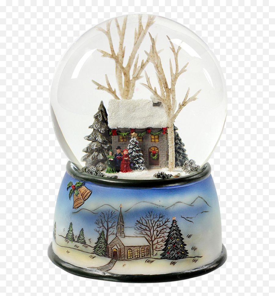 Winter Cottage With Carolers 100mm Snowglobe - San Francisco Cottage In A Snowglobe Png,Snowglobe Png