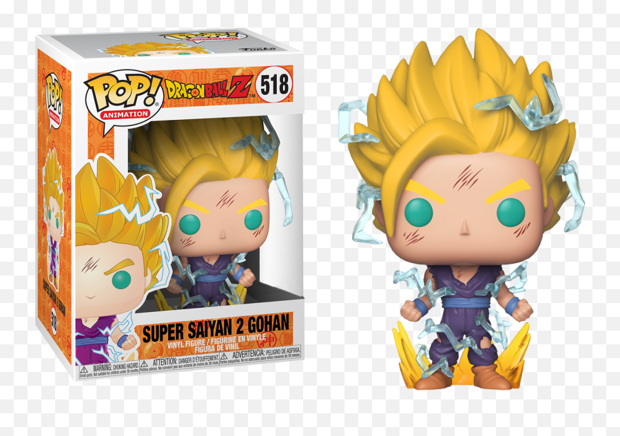 Funko Pop Animetion Dragon Ball Z Gohan Super Saiyan 2 Vinyl Action Figure 518 - Super Saiyan Gohan 2 Funko Pop Png,Super Saiyan Transparent