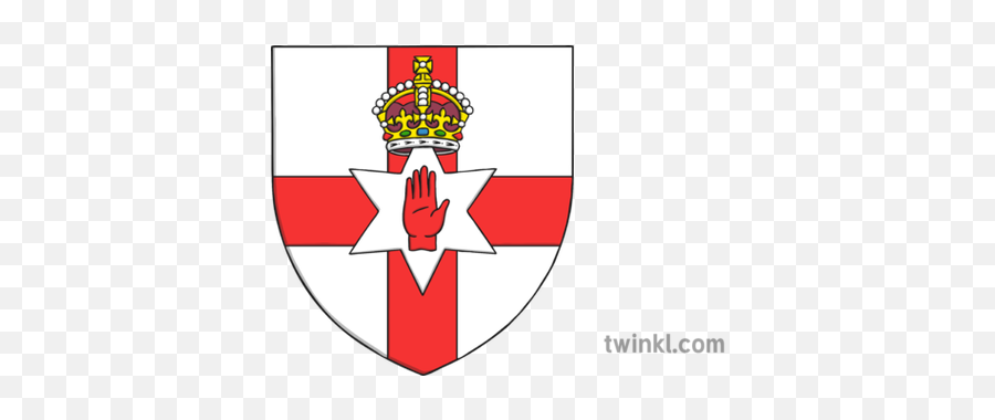 Northern Ireland Coat Of Arms Shield Illustration - Twinkl Hand Of Ulster Flag Png,Coat Of Arms Template Png