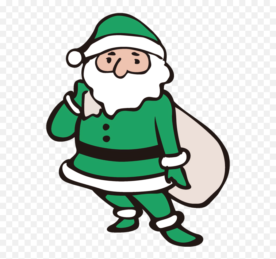 Christmas Green Cartoon Santa Claus For - Santa Claus Green Clipart Png,Cartoon Santa Hat Transparent