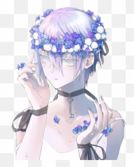 Anime Art Cute Aesthetic Flower Boy - Girl png