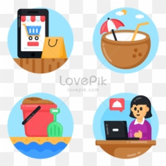 Set Of Online Services Flat Round Icons Graphics - Vector Compras En Linea Png,Telephone Icon Vector Free Download