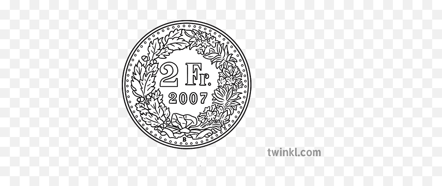 2 Swiss Francs Coin Tails Black And White Rgb Illustration - Dot Png,Tails Life Icon