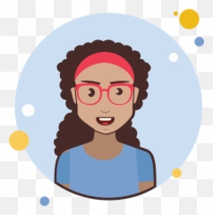 Brown Long Curly Hair Lady With Red Glasses Icon - Girl Short png