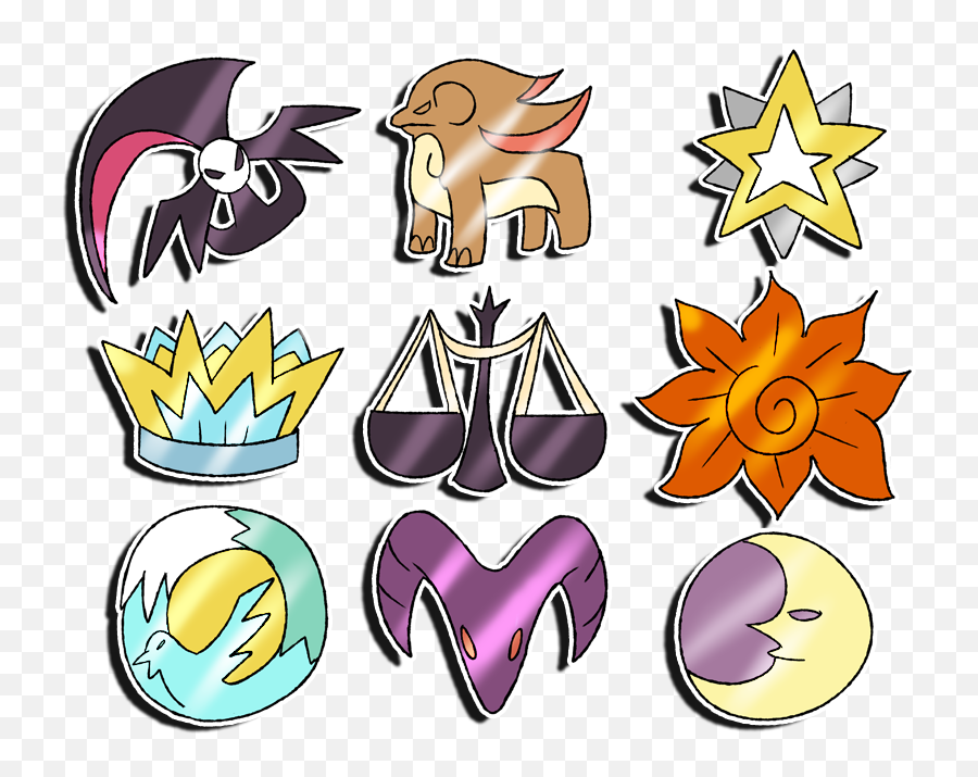 Pokemon Sun And Moon Gym Badges - Pokemon Dusk Badges Png,Pokemon Sun Logo
