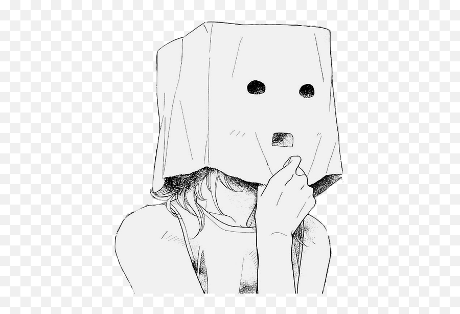 Pin - Paper Bag Anime Girl Png,Sad Anime Girl Png