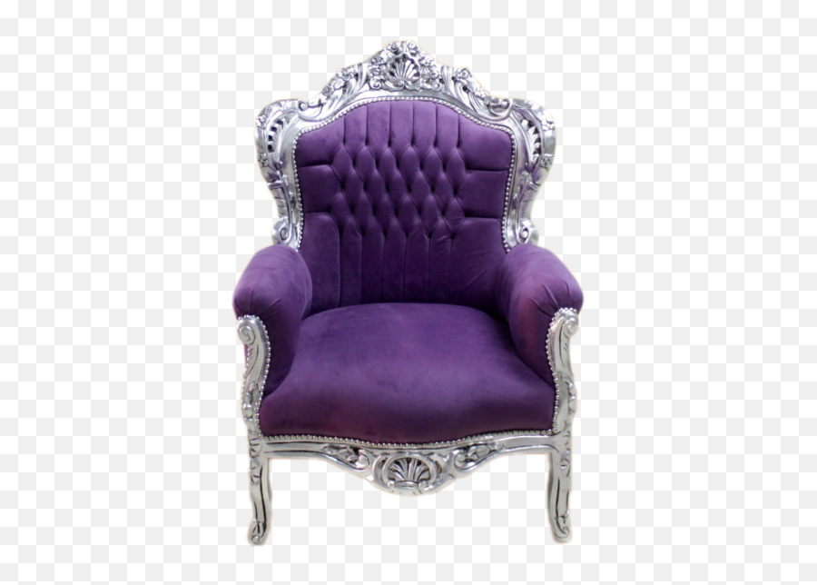 Big Baroque Armchair Silver Frame Purple Velvet - Decor Clasic Purple Velvet Chair Png,Silver Frame Png
