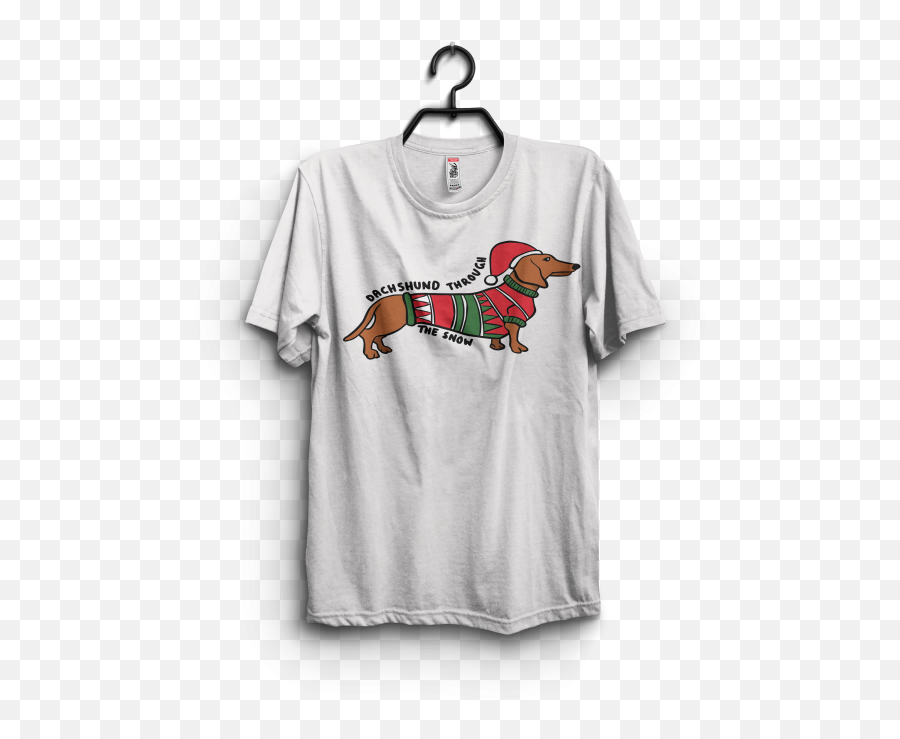 Dachshund Through The Snow Funny Christmas T - Shirt Design Png Funny Christmas T Shirts,Christmas Snow Png