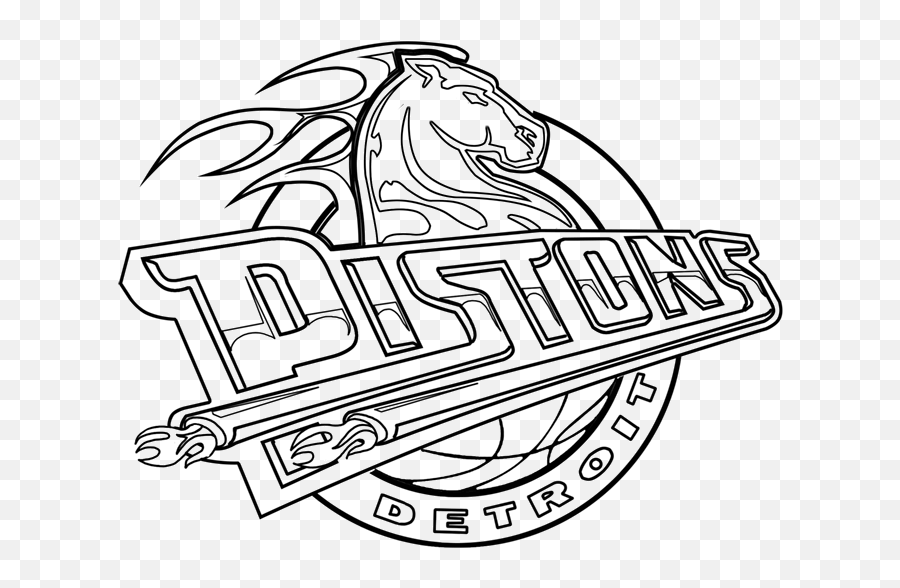 Learn How To Draw Detroit Pistons - Line Art Png,Detroit Pistons Logo Png