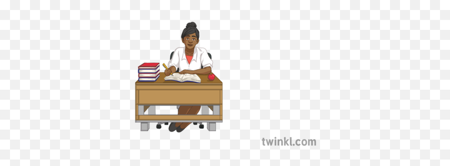Teacher Behind Desk Illustration - Twinkl Teacher Behind Desk Png,Desk Png
