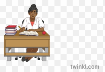 Teacher Behind Desk Illustration - Twinkl Teacher Behind Desk Png,Desk Png