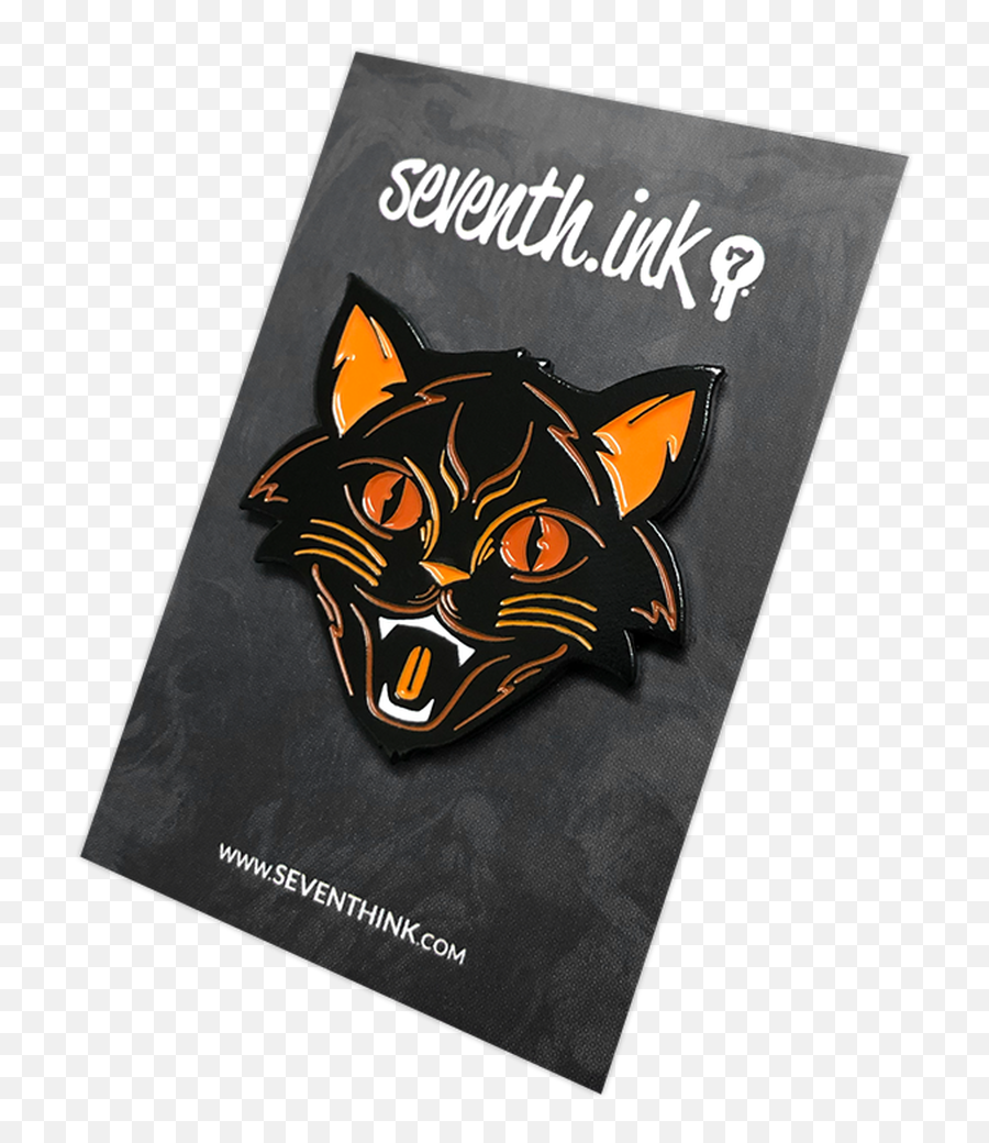 Orange Halloween Cat Enamel Pin - Book Cover Png,Halloween Cat Png
