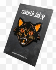 Orange Halloween Cat Enamel Pin - Book Cover Png,Halloween Cat Png