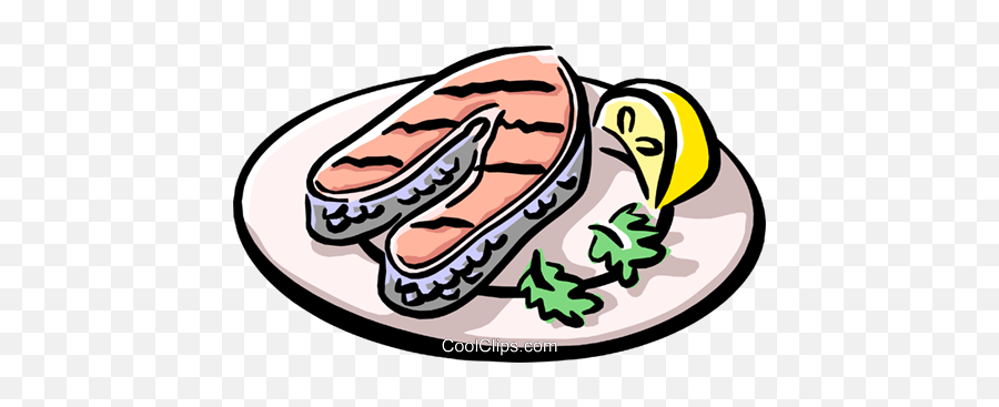 Grilled Salmon Royalty Free Vector Clip Art Illustration - Grilled Fish Cartoon Png,Salmon Transparent Background