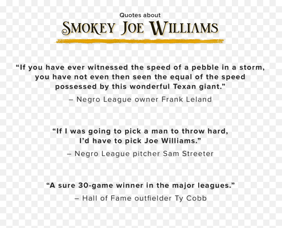Smokey Joe Williams Mlbcom - Language Png,How To Have No Icon League