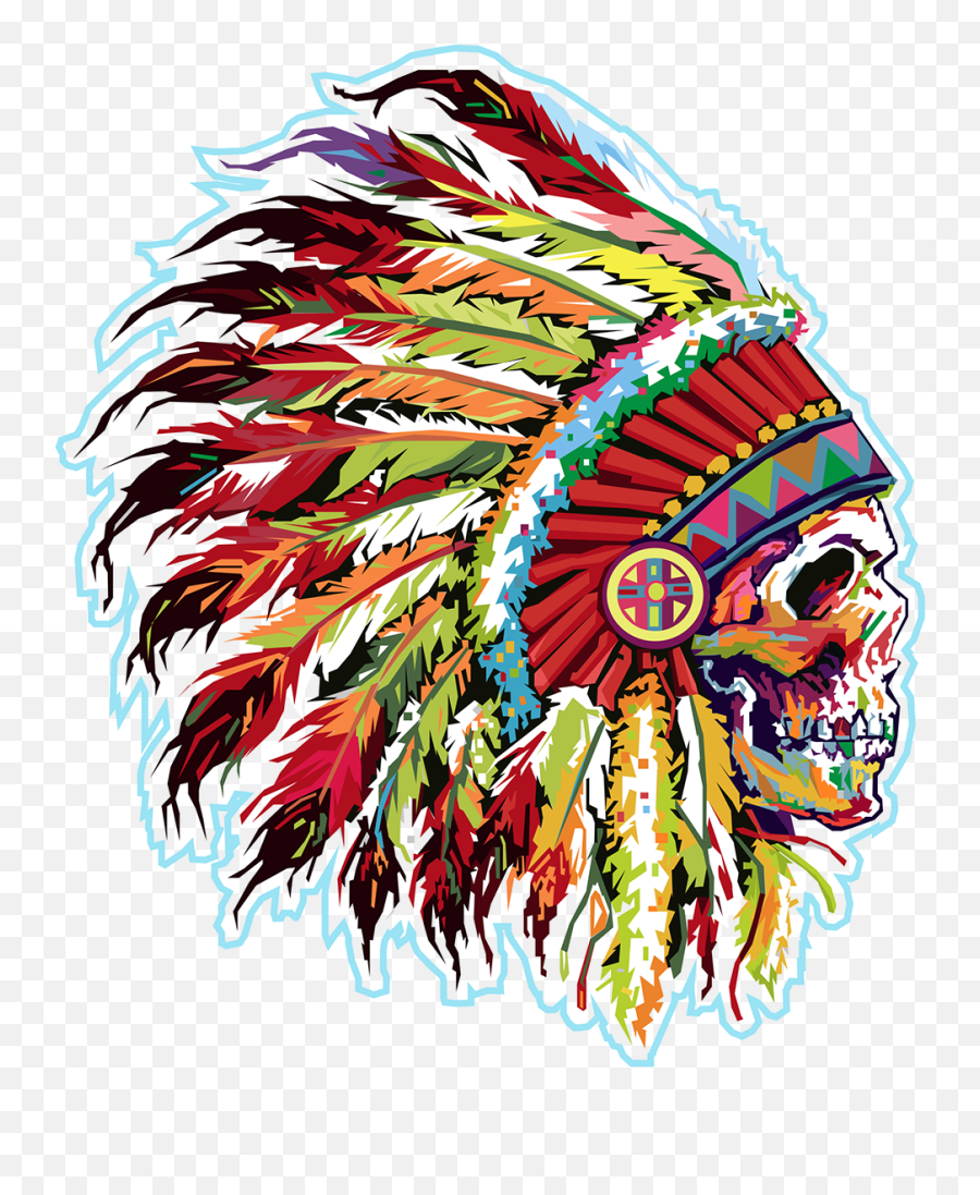 Download Hd Native American Wpap Art - Native American Skull Cap Png,Headdress Png