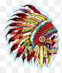 Download Hd Native American Wpap Art - Native American Skull Cap Png,Headdress Png