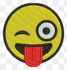 Emoji Stuck Out Tongue And Winking Eye Iron - On Patch Happy Png,Winking Emoji Png