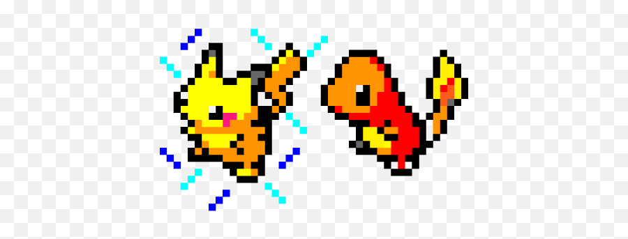 Pikachu And Charmander By Abcalvao - Pikachu Pixel Art Png,Charmander Png