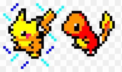 Pikachu And Charmander By Abcalvao - Pikachu Pixel Art Png,Charmander Png