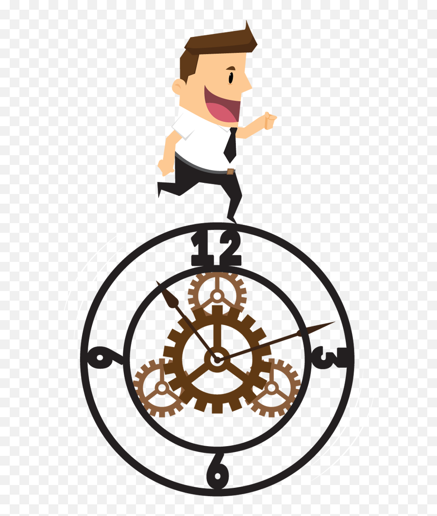 Download Hd Cartoon Businessman Running Against The Clock - Portable Network Graphics Png,Clock Transparent Png