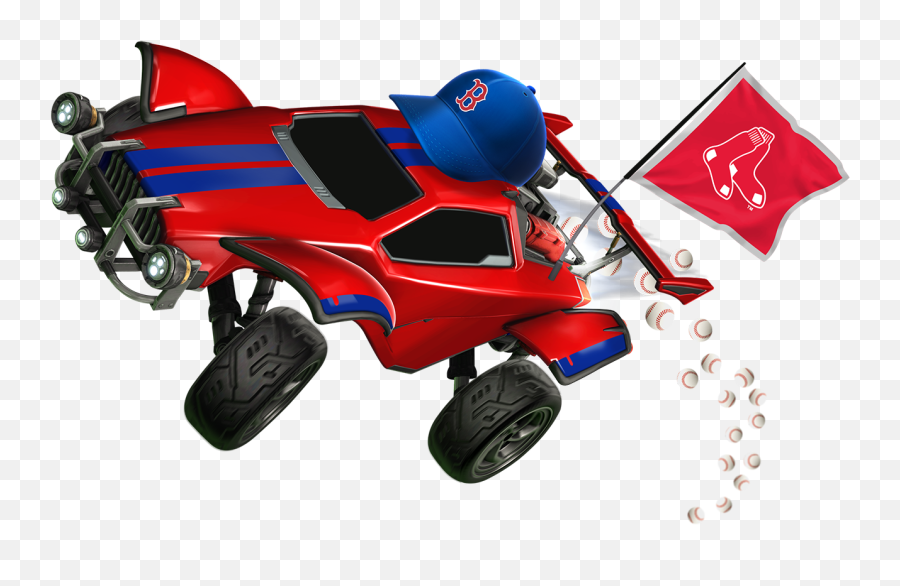 Red Sox Rocket League Topper And Flag With Baseball Boost - Rocket League Cars Png,Red Sox Png