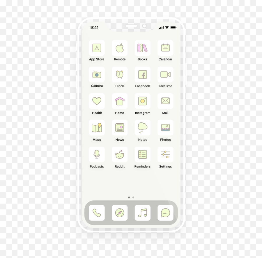 Cute Pastel Ios14 Homescreen Bundle Customizable App Icons - Communication Device Png,Iphone Facetime Icon