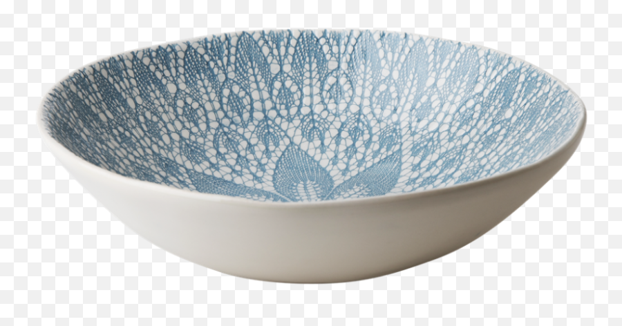 Ceramic Salad Bowl With Blue Grey Lace - Ceramic Salad Bowls Png,Salad Bowl Png