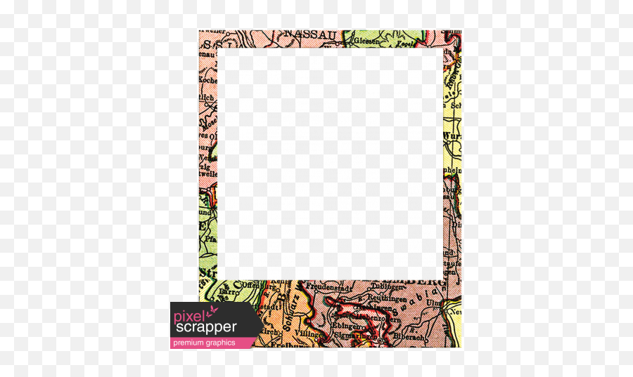 Toolbox Frames - Polaroid Map Frame 15 Graphic By Janet Vintage Polaroid Scrapbook Frames Png,Polaroid Picture Frame Png