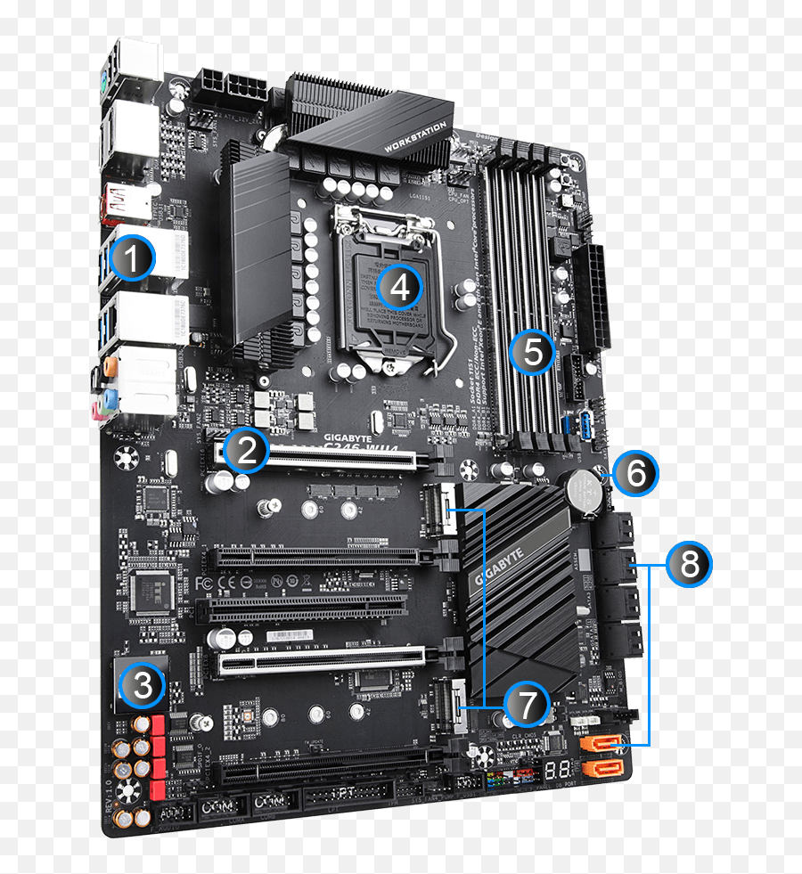 Download Hd Gigabyte Excellence - Motherboard Transparent Gigabyte C246 Wu4 Png,Motherboard Png