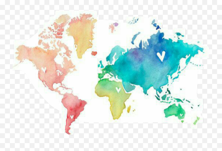 Download Hd Continents Sticker Transparent Png Image - Watercolor World Map Pastel,Continents Png