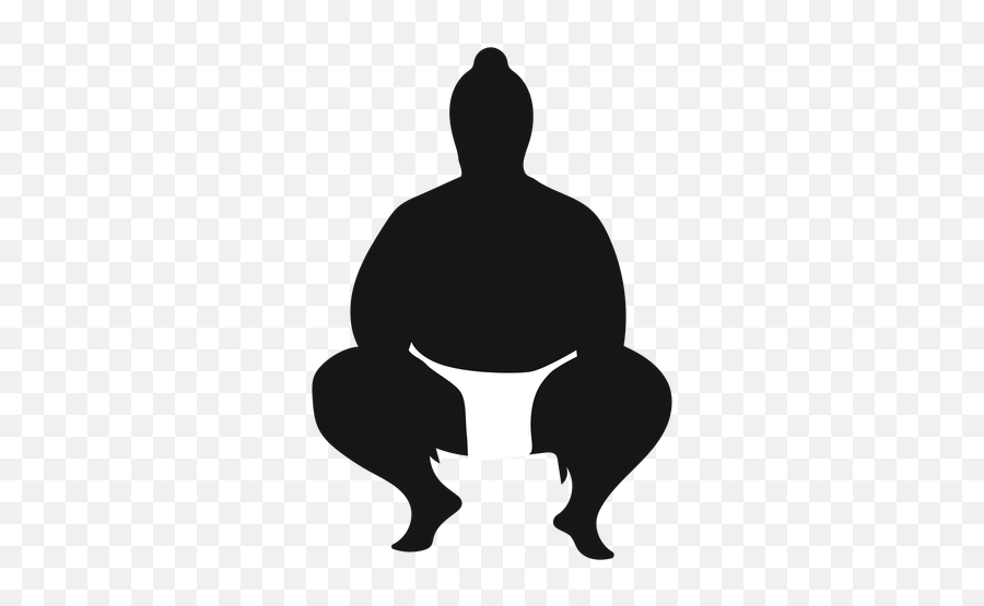 Squatting Sumo Wrestler Silhouette - Summo Wrestler Png,Wrestling Silhouette Png