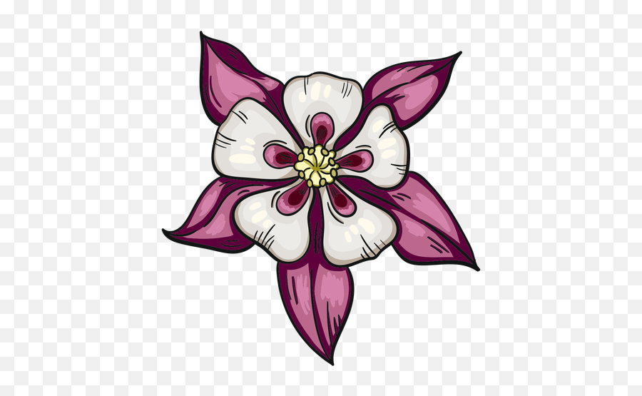 Wild Flower White Purple Columbine - Transparent Png U0026 Svg Aguilena Flor Para Dibujar,Purple Flower Transparent