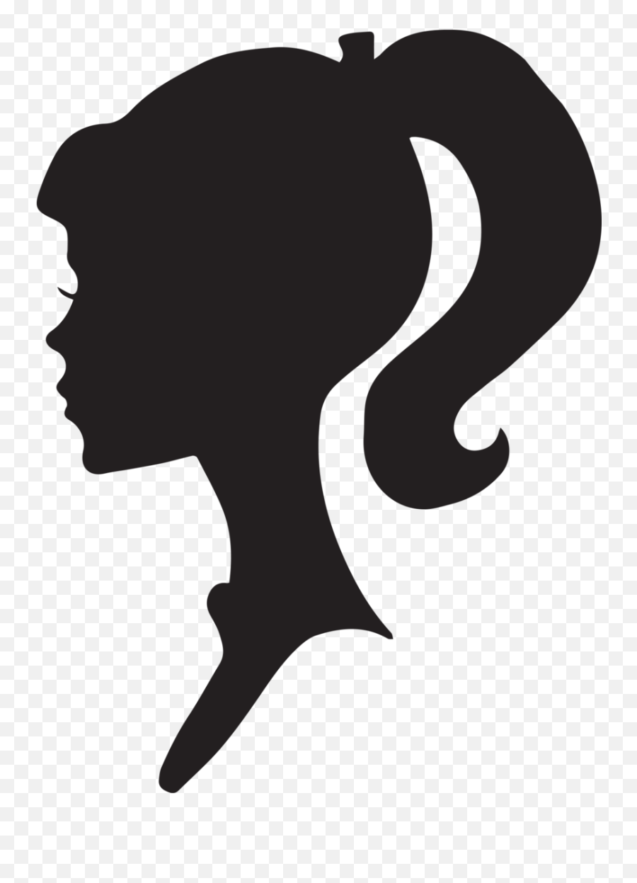 Girl Black Silhouette Drawing Free Image - Barbie Head Silhouette Png,Little Girl Silhouette Png