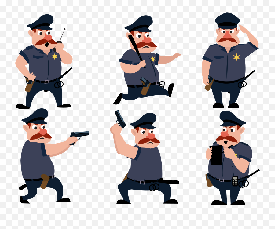 Clothes Clipart Policeman Transparent - Security Guard Cartoon Png,Police Hat Png
