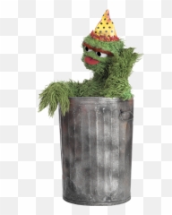 Oscar The Grouch In A Party Hat - Oscar The Grouch Birthday Png,Oscar The Grouch Png