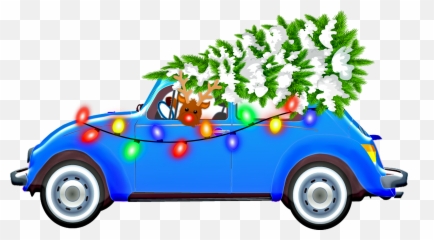 Tree Christmas Rudolph Reindeer Ligths Blue Car - Car Christmas Tree Transparent Png,Rudolph Png