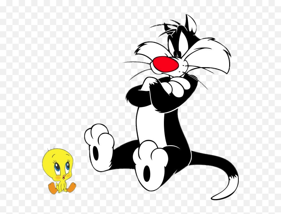 Sylvester Waiting Next To Tweety Png Image