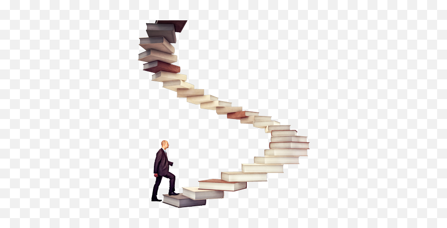 Person Climbing A Staircase Made Of Books - Books As Stairs Stairs From Books Png,Staircase Png