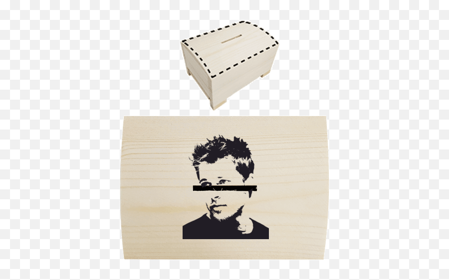 Wooden Money Box With Printing Brad Pitt - Wall Decal Png,Brad Pitt Png