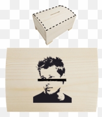 Wooden Money Box With Printing Brad Pitt - Wall Decal Png,Brad Pitt Png