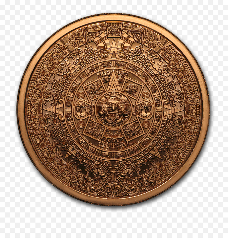 Details About 2 Oz Copper Round - Aztec Calendar Dagdusheth Halwai Ganpati Temple Png,Aztec Calendar Png